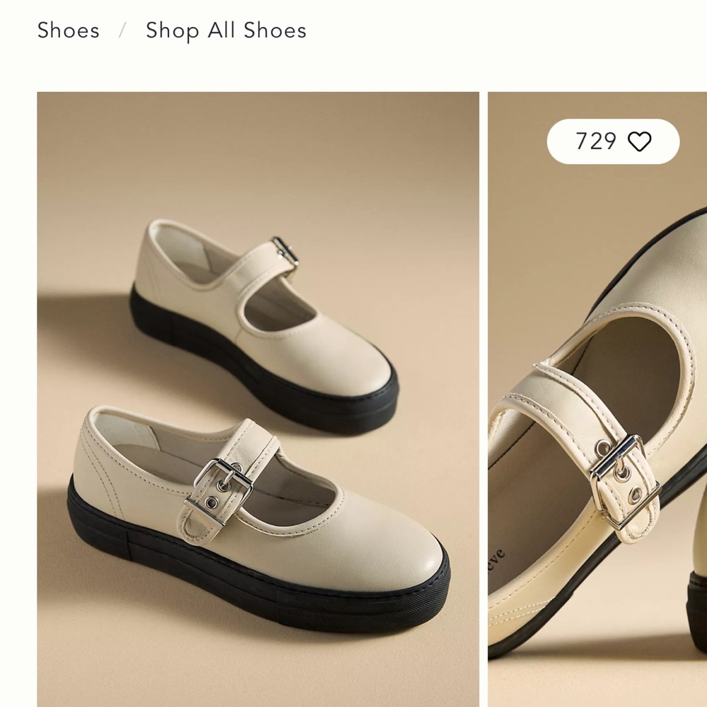 EUC Maeve Cream Mary Jane Flats with Black Soles